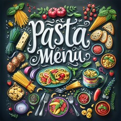 Fototapeta premium Delicious italian pasta menu restaurant culinary art cozy environment aesthetic view food experience