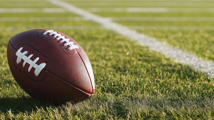 Obraz premium Closeup of American Football on Field