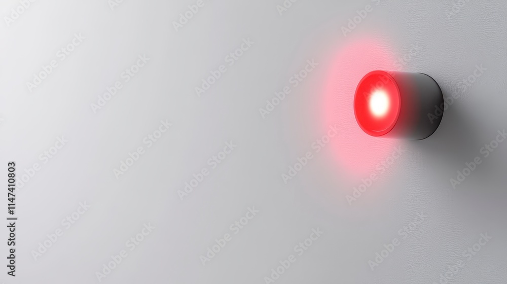Poster a minimalist image featuring a glowing red light against a plain background, emphasizing simplicity 