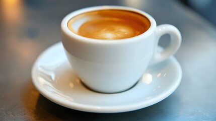 Fototapeta premium Savoring a warm espresso cozy urban beverage photography inviting atmosphere close-up view urban relaxation concept