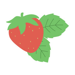 strawberry with leaves illustration