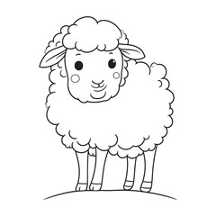 sheep line art vector, Sheep silhouette isolated on white background. Vector illustration