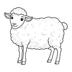 sheep line art vector, Sheep silhouette isolated on white background. Vector illustration