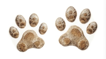 Animal footprint on white background