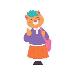 Cute cartoon dog with a school bag, ready for school. Fun educational theme illustration.