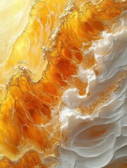 Close-up of fresh yellow and orange tangerine slices with a sweet and healthy texture