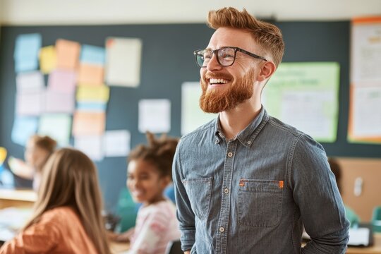 Engaging Teacher Guiding Students Through Personal Finance Lessons in a Classroom Environment