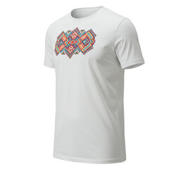 Embroidered white t shirt. png isolated background. transparent background.