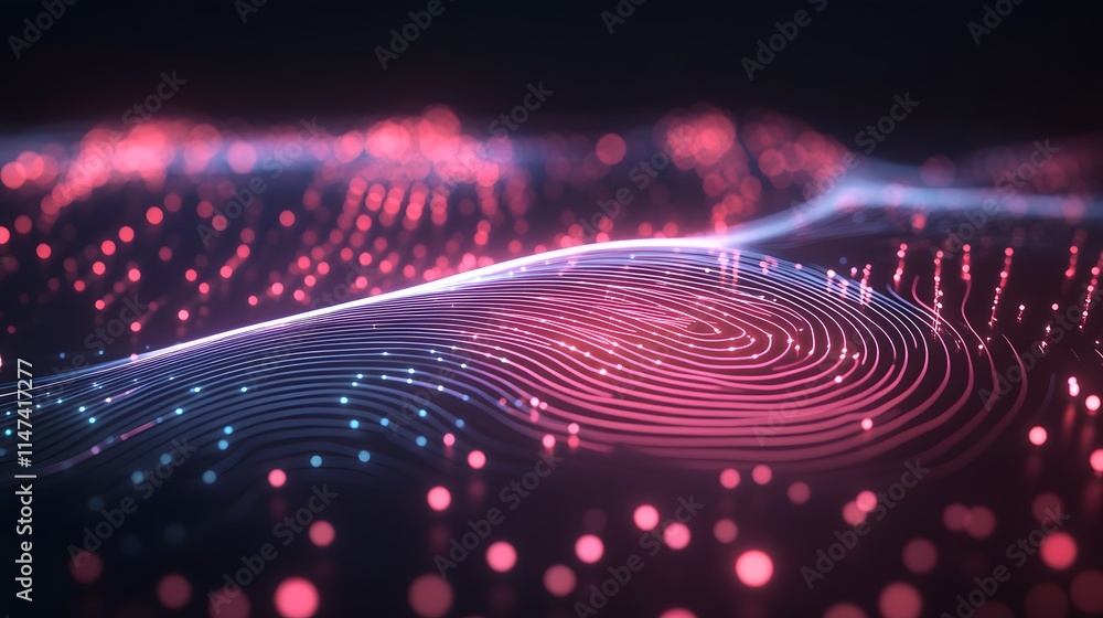Poster digital wave patterns virtual space abstract art futuristic environment close-up view technology con