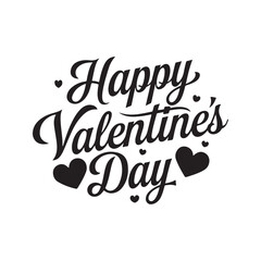 Happy Valentine's Day Vector Silhouette Typography Design.