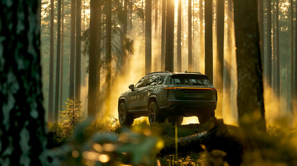 SUV in the forest