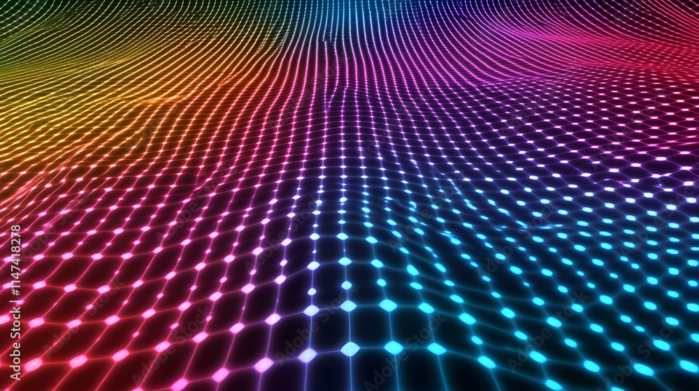 Aufkleber dynamic colorful wave pattern visualization abstract art digital artwork vibrant environment aerial 