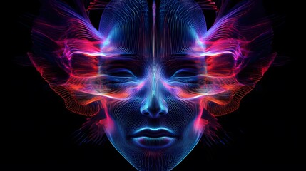 Futuristic digital art portrait abstract environment visual art neon colors conceptual exploration