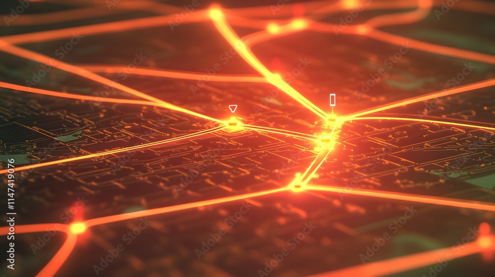 Poster real-time traffic analysis urban environment digital map visualization technology aerial perspective