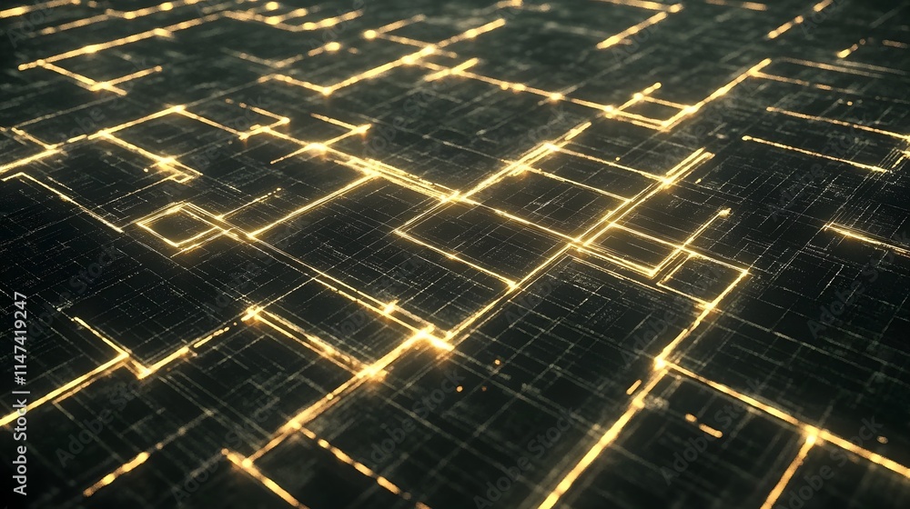 Poster dynamic digital circuitry visualization virtual space graphic design futuristic environment aerial v