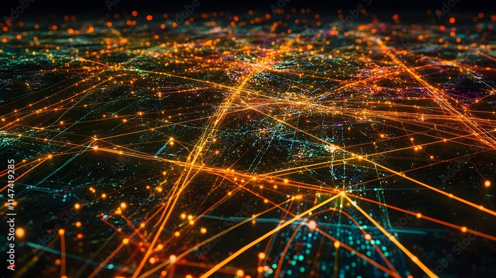Poster dynamic data visualization of network connections digital realm graphic art abstract environment aer