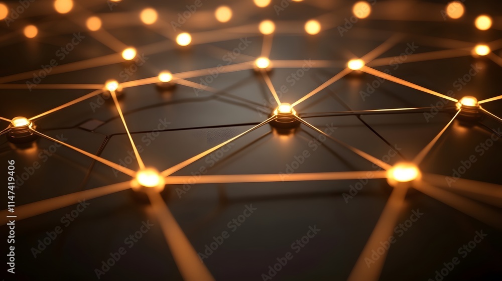 Poster illuminated network connections digital environment abstract content technology close-up view innova