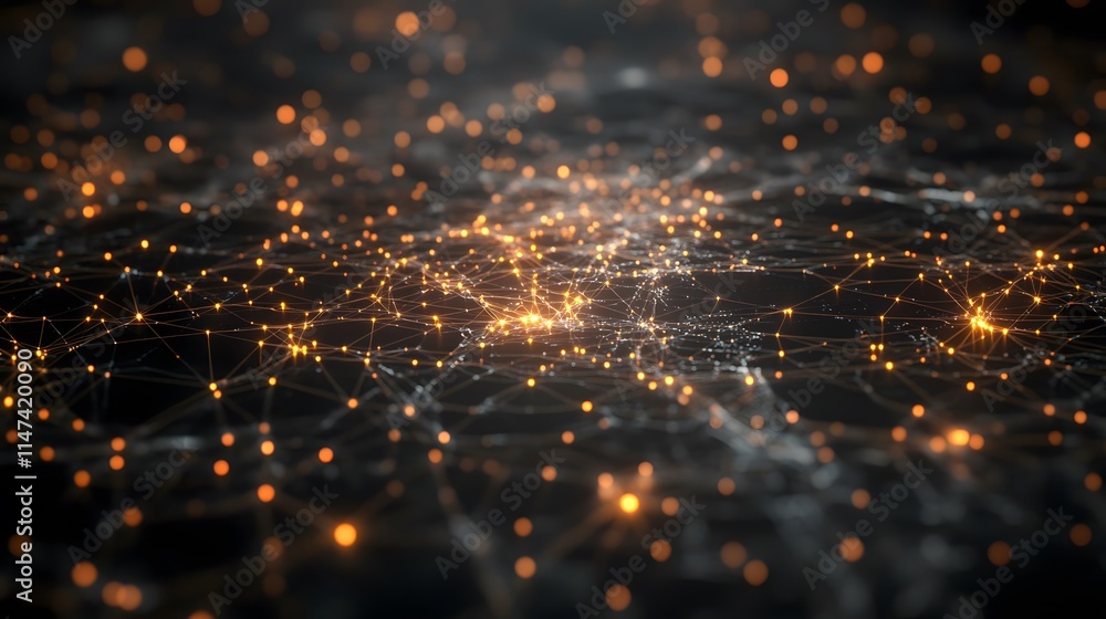Poster dynamic network connections digital space abstract visualization futuristic environment close-up vie