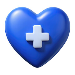 Obraz premium heart with cross plastic 3d icon in cartoon plastic style minimal isolated on transparent white background, clipping path