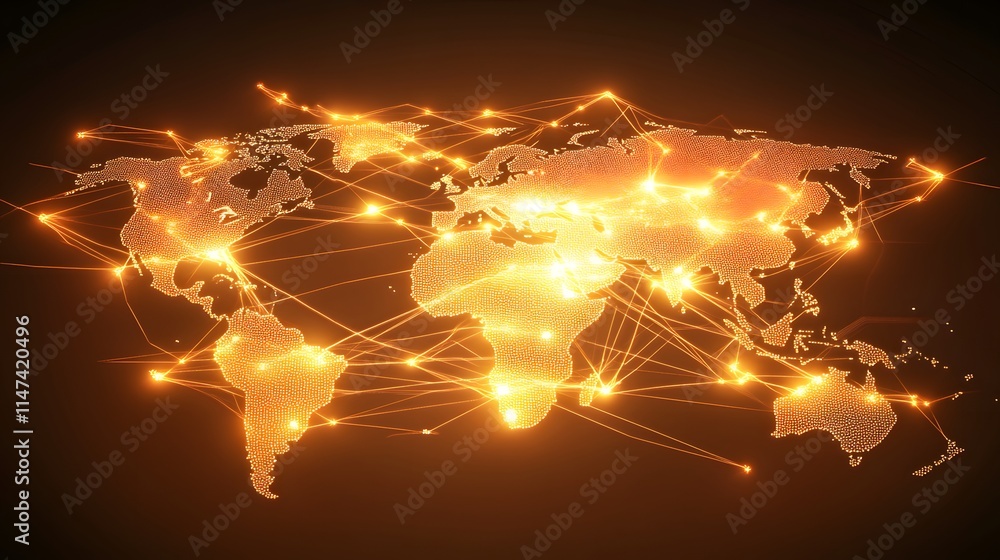 Poster connecting global networks digital world map infographic high-tech environment aerial view connectiv