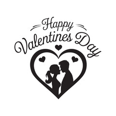 Happy Valentine's Day Vector Silhouette Typography Design.