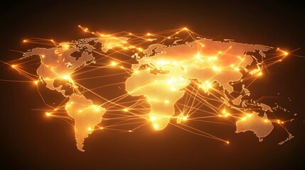 Connecting global networks digital world map infographic high-tech environment aerial view connectivity concept