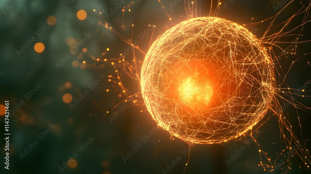 Poster dynamic energy sphere illuminating the depths of science digital artwork abstract environment focuse