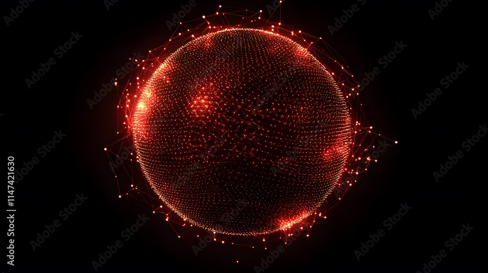 Poster dynamic red sphere visualization digital space 3d graphic dark environment abstract conceptual viewp