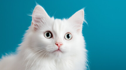 Obraz premium White cat isolated on a color background