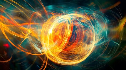 Dynamic energy circles abstract art digital design vibrant colors artistic concept
