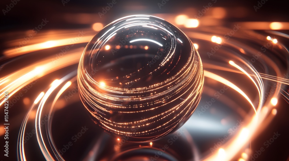 Poster illuminated orb movement digital realm graphic design abstract environment close-up view energy conc