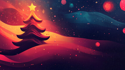 Fototapeta premium abstract christmas background with christmas tree illustration