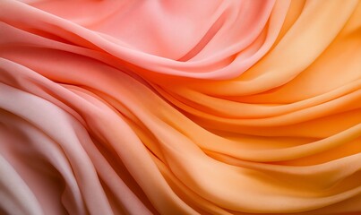 Fototapeta premium Soft, flowing fabric in gradient hues of pink and orange.