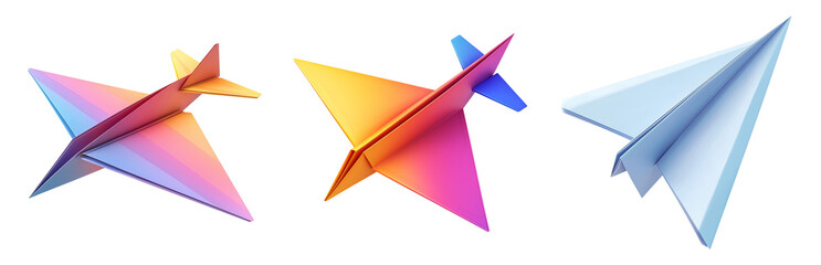 Paper Airplanes in Creative Design Isolated on transparent background