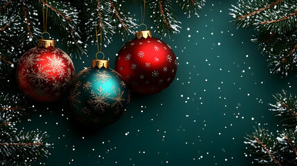 Naklejka premium Winter Holiday Ornaments Decorate Festive Tree