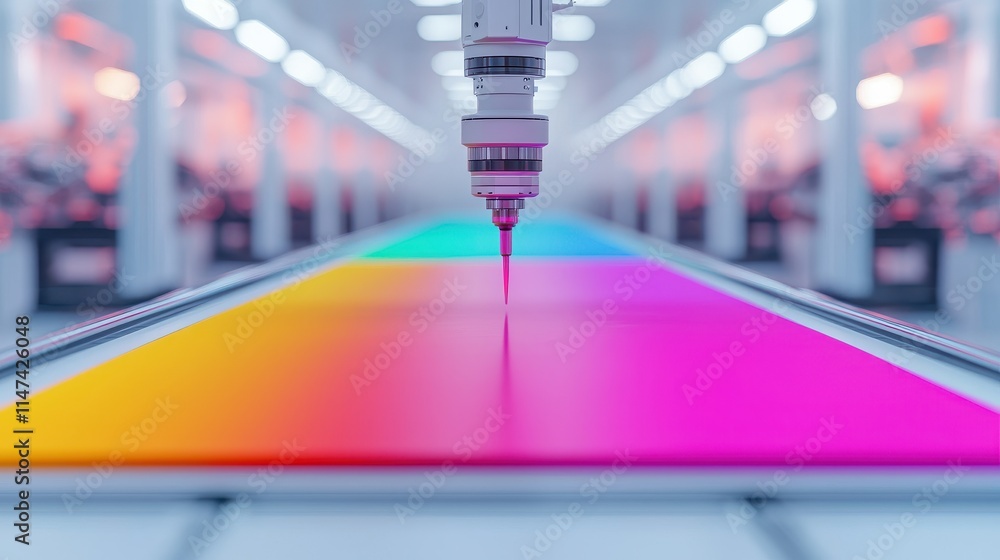 Poster advanced robotics technology in a colorful production environment