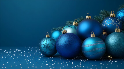Blue Christmas Baubles Decorate Winter Scene