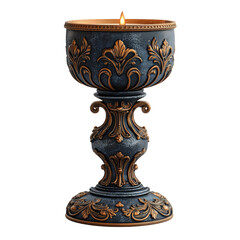 Ornate Candle Holder with Elegant Design Details Isolated on transparent background