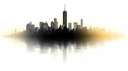 Cityscape Skyline Reflects on Water, Urban Architecture, Modern Buildings, Downtown, Metropolis, City,  Urban,  Structures,  Highrises,  Skyscrapers