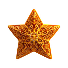 Fototapeta premium Ornate Orange Star with Intricate Design and Textures Isolated on transparent background