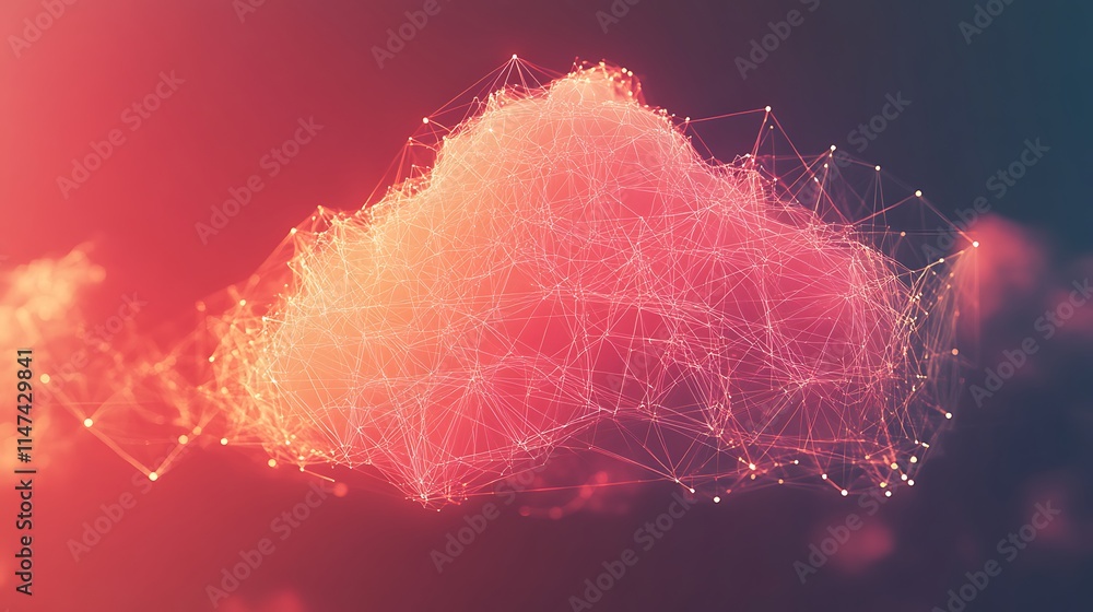 Poster abstract cloud network digital data visualization