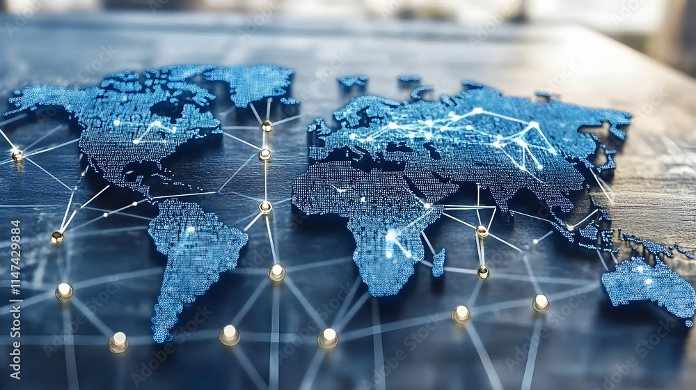 Poster global network: connections & data flow across continents
