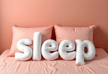 Sleep Balloon Letters on Pink Bed