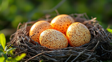 Speckled Bird Eggs in Nest, Nature's Beauty