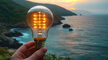 Sunset Ideas: Ocean View Inspiration Glowing Bulb
