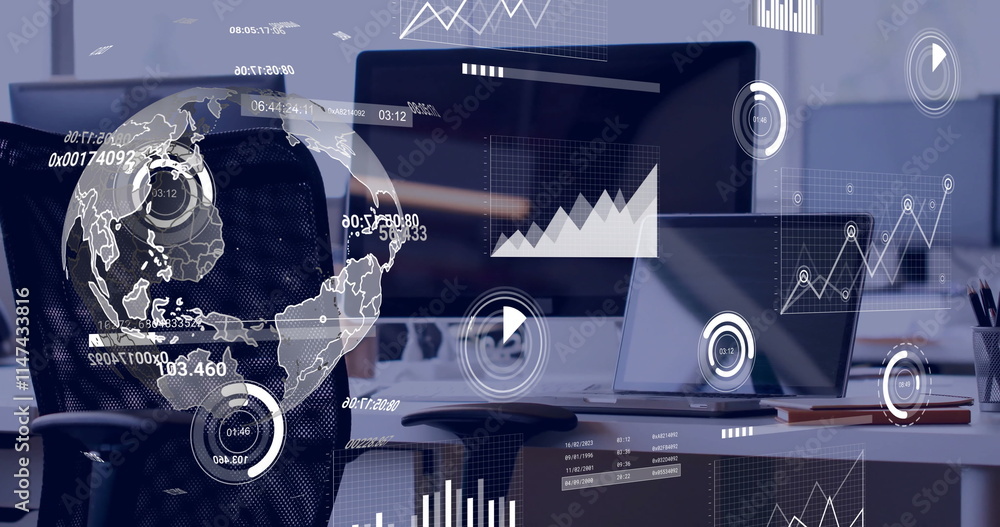 Poster image of data processing over electronic devices in office