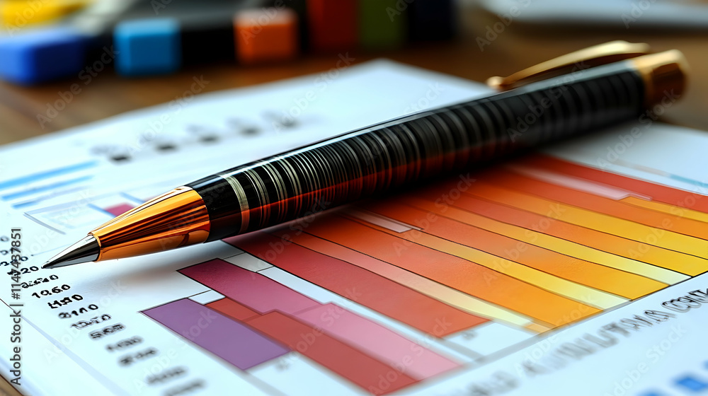 Poster analyzing charts: data insights with a pen