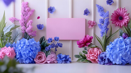 Vibrant Paper Flowers Bloom Beautifully on White Walls