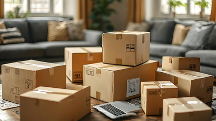 Online Shopping: Cardboard Boxes Delivery at Home