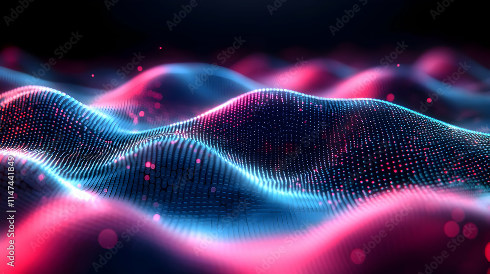 Aufkleber abstract data waves flowing dynamically in vivid hues